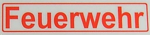 Textschild "Feuerwehr",rot,1:14 selbstklebende Folie mit    