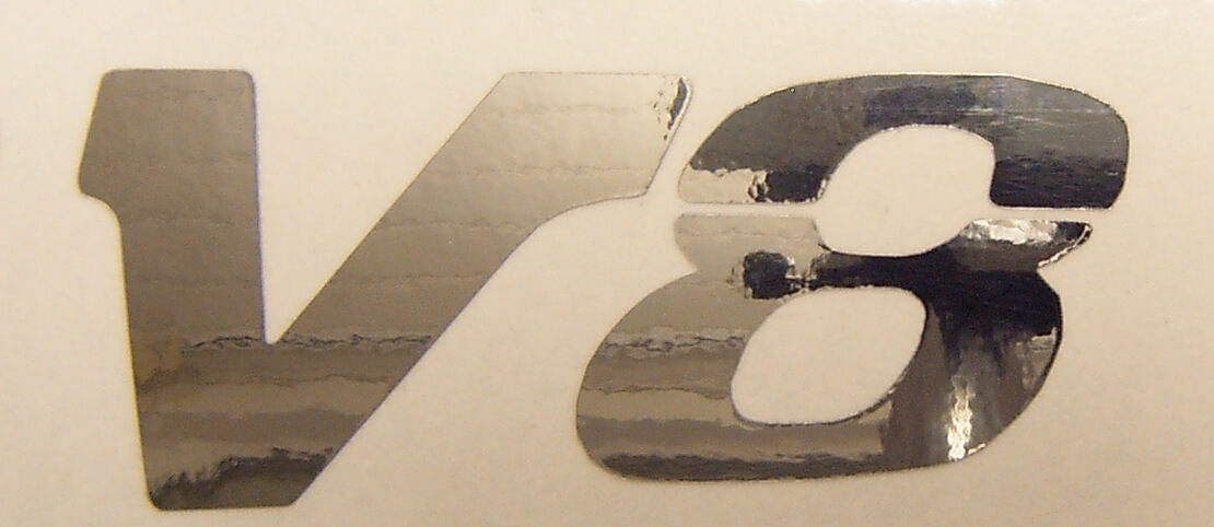 1 Folien-Decal "V8"-Symbol 50mm hoch aus hochwertiger       