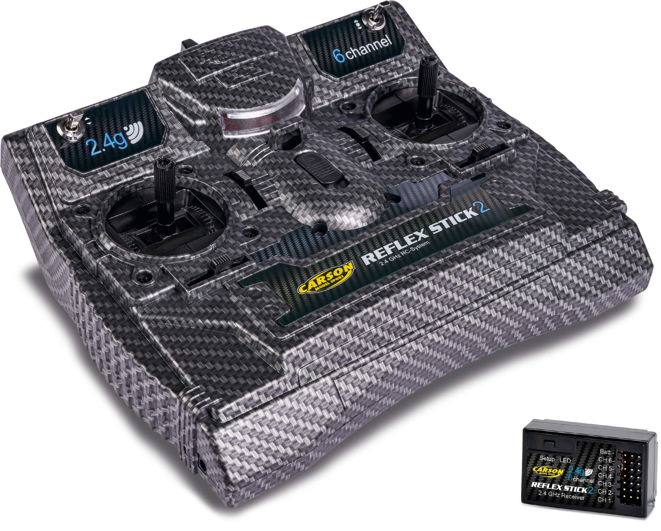 2,4GHz-Fernsteuerung mit 6 Kanälen. CARSON ReflexII Carbon