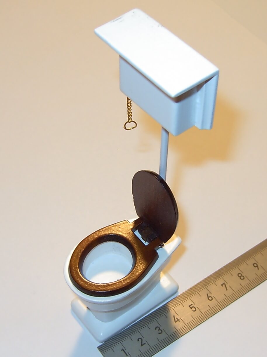 WC mit Hoch-Spülkasten und Zugkette ca. 5x3x14cm, weiß      