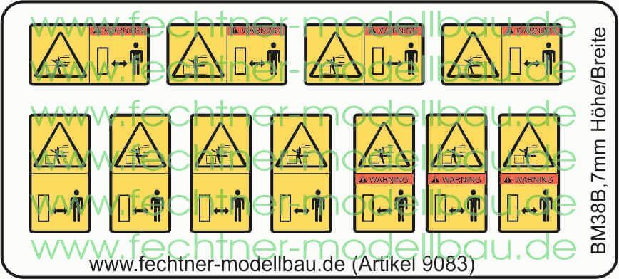 1 Warn-Symbole-Set 7mm hoch/breit,BM38b, 11 Symbole,