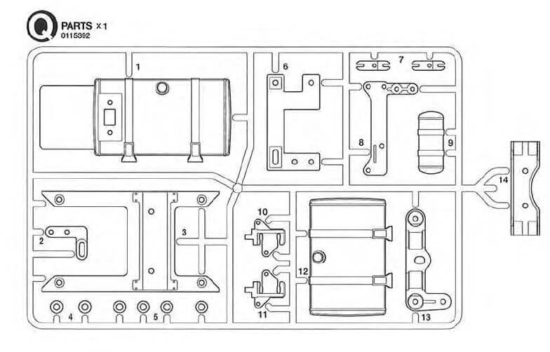 1 Spritzguss-Teilesatz Q-Teile, schwarz. Für Scania R470    