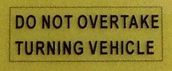 Aufkleber Heckmarkierung mit Text aus gelb reflektierendem  