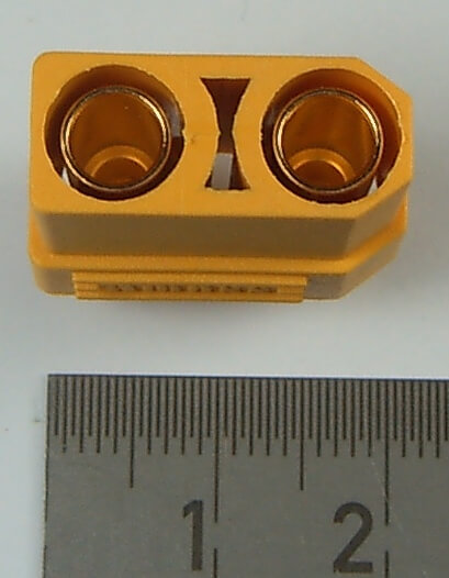 1x XT-90 Buchse. Gelbes Gehäuse.2 Pole.  Belastbarkeit      