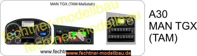 Decal/Aufkleber-Set "Armaturenbrett" TGX 3-teiliges Decal:  