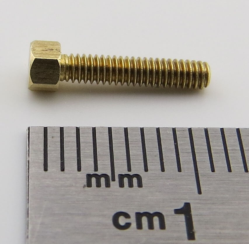 6-Kant-Modellschraube M2,0x10 Messing, SW 3,0mm KH 2,0mm