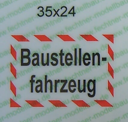 Textschild "Baustellenfahrzeug" 2-zeilig selbstklebende     
