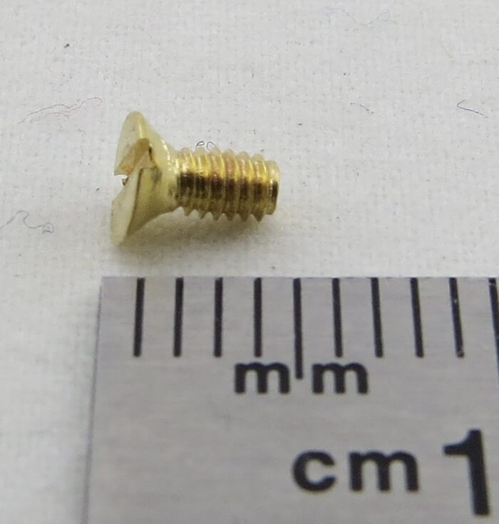 25 Senkschrauben m.Schlitz M2x4 MS DIN 963, Messing.