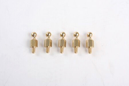 5x Kugelkopf 5x5mm, Gesamtlänge 13mm, Messing. M3 Gewinde,  