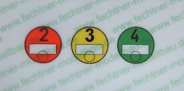 Feinstaubplakettenset 1:10 rot/gelb/grün passend zu Maßstab 