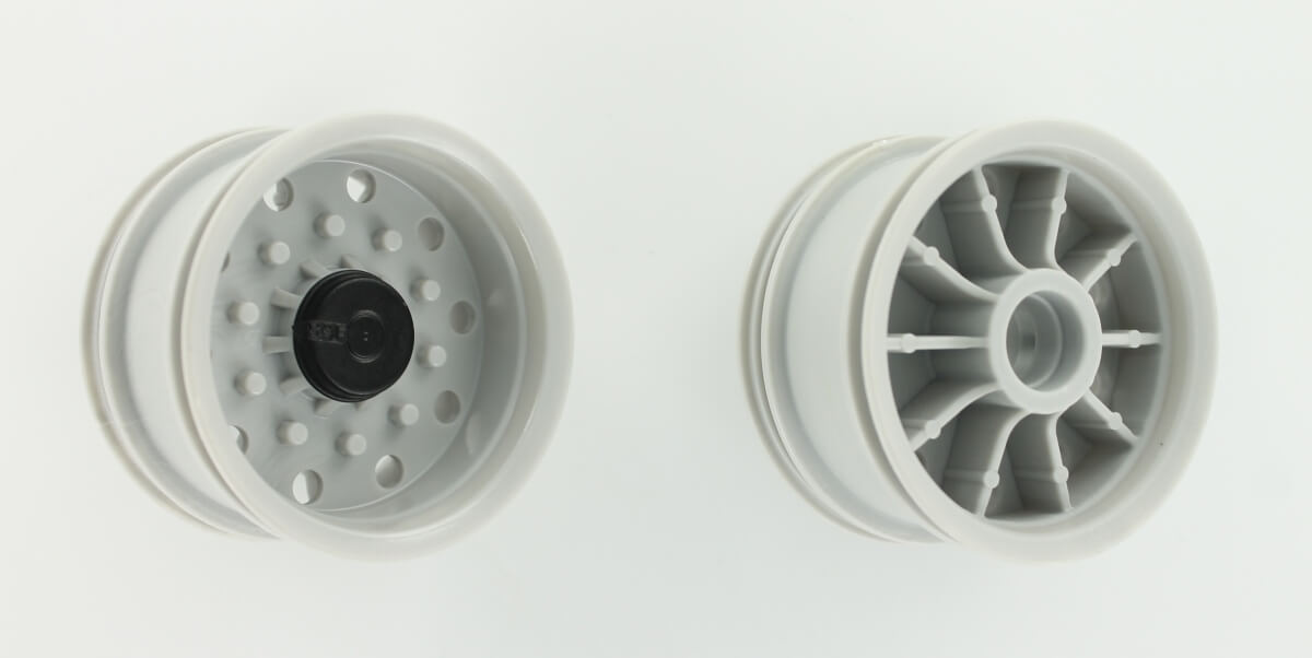 CARSON Aufliegerfelgen (2) Kunststoff silbergrau, für Tamiya