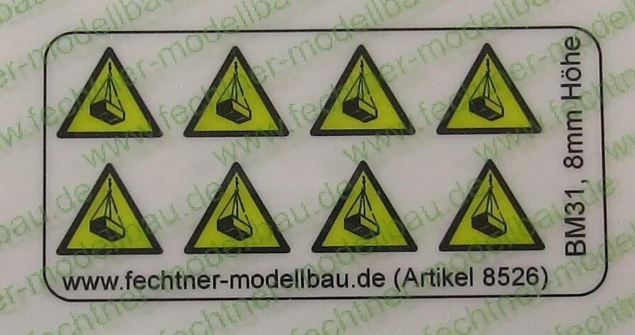 1 Warn-Symbole-Set 8mm hoch, BM31, 8 Symbole, gelb/schwarz