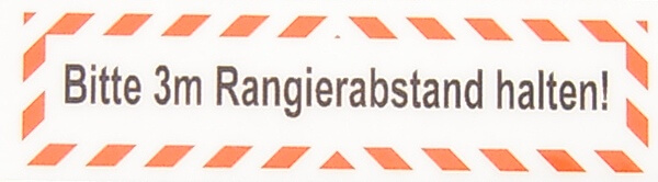 Textschild "Rangierabstand 3m" 1-zeilig  selbstklebende     