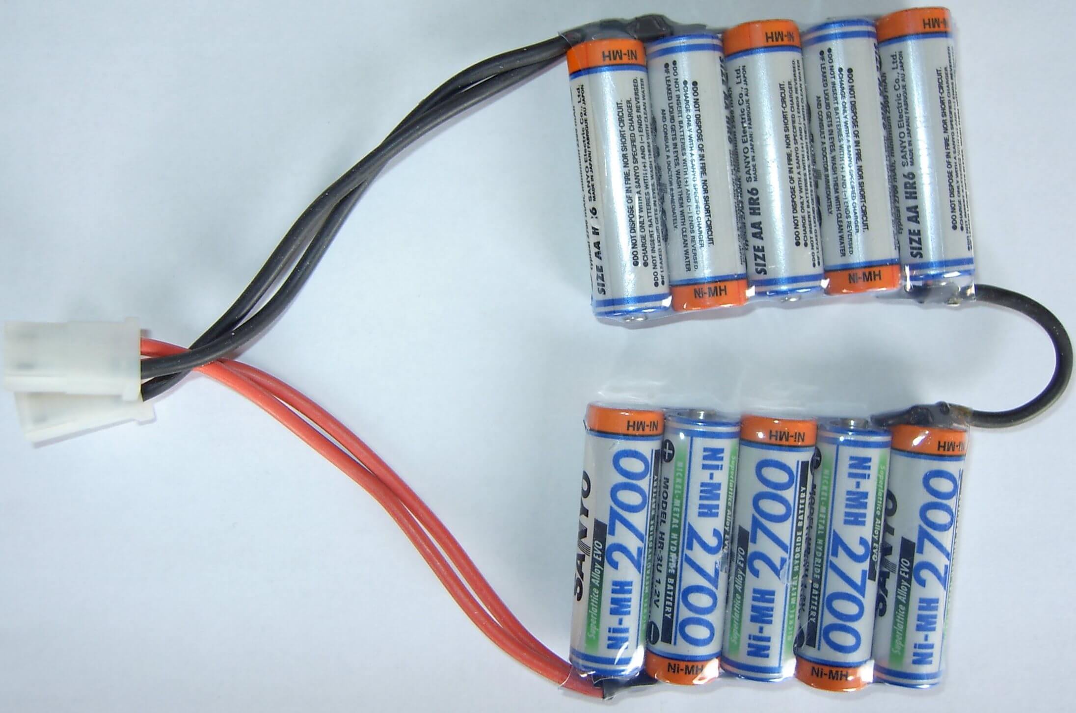 Akku-Pack 10x SANYO HR-3UZellen,12V/2700 2x5 Zellen,2700mAh