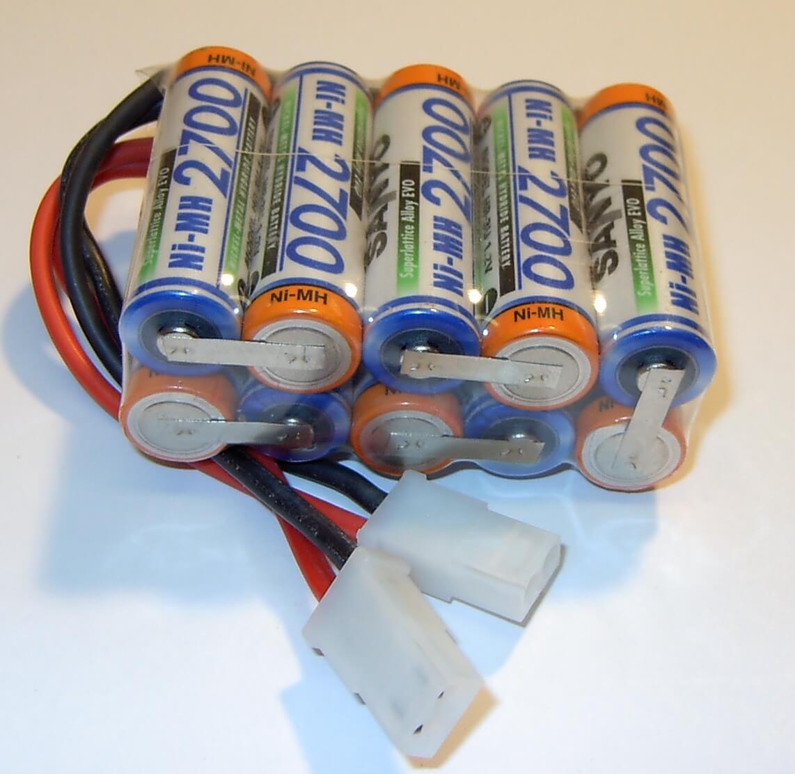 Akku-Pack mit 10x Sanyo HR-3U-Zellen,12V 10 Zellen, 2700mAh
