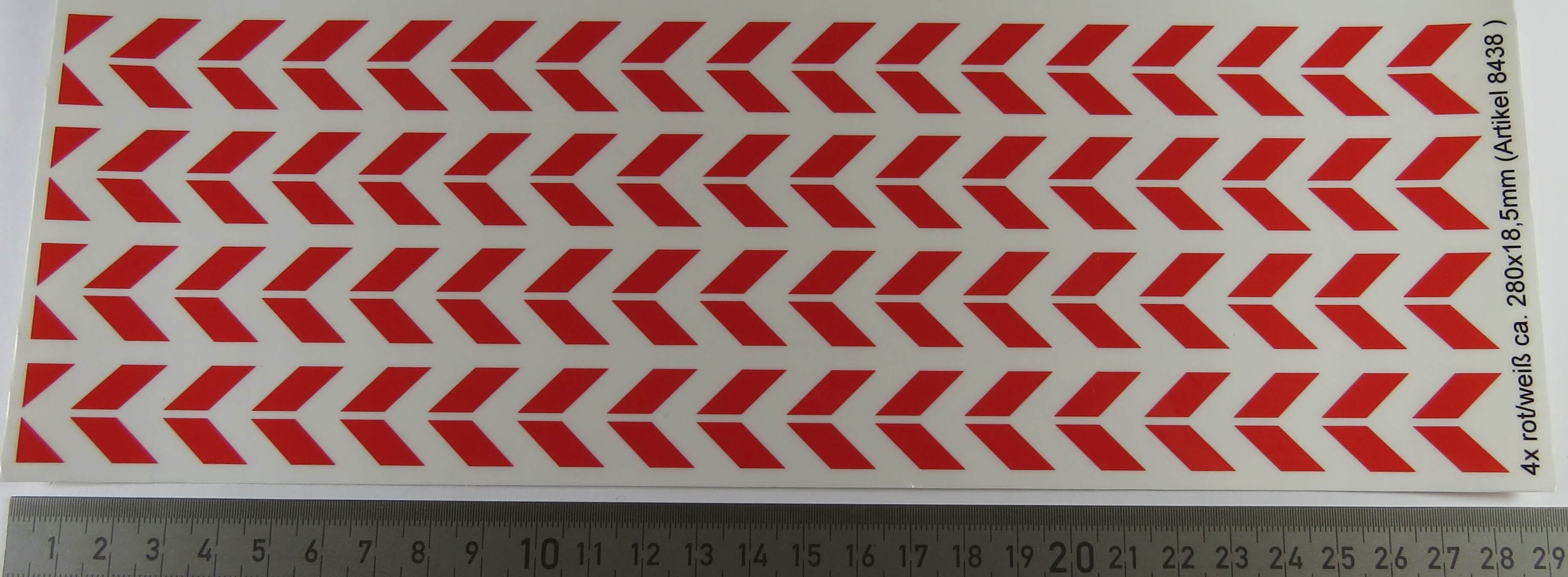 1 Dekorbogen mit 4x Doppel-Warnstreifen, ca. je 280x18,5mm, 