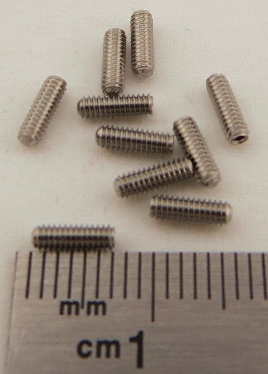 Gewindestift M2x6 DIN913, A2, Edelstahl. 10 Stück.