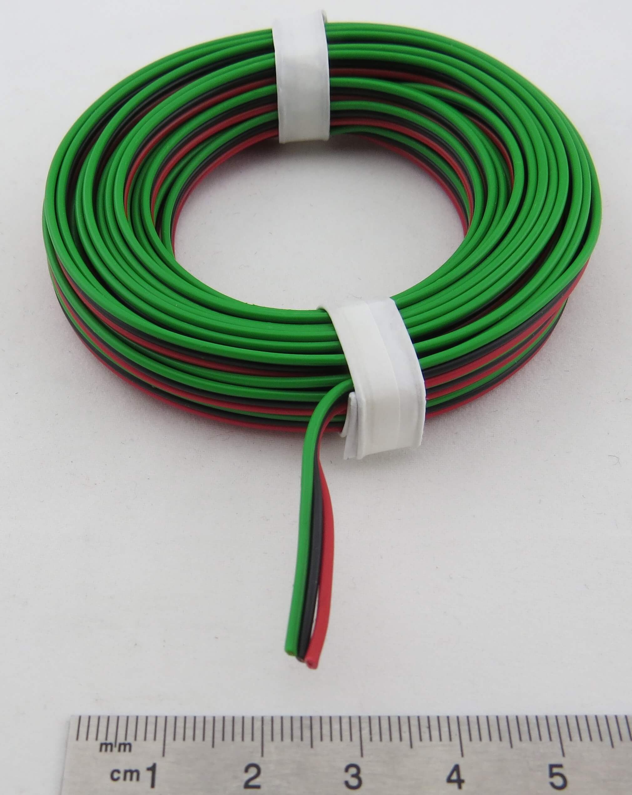 Drillingslitze 0,14qmm, 5m-Ring. Kupferlitze, rot-schwarz-gr