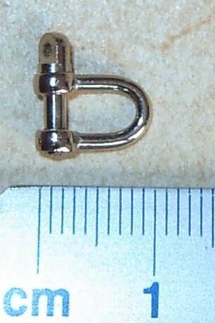 Schäkel ca. 11x7x1,4mm mit Augbolzen Messing, vernickelt    