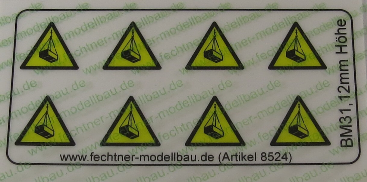 1 Warn-Symbole-Set 12mm hoch, BM31, 8 Symbole, gelb/schwarz