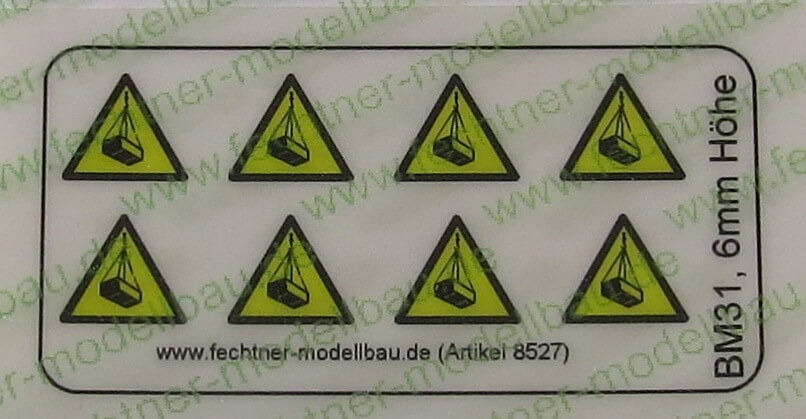 1 Warn-Symbole-Set 6mm hoch, BM31, 8 Symbole, gelb/schwarz
