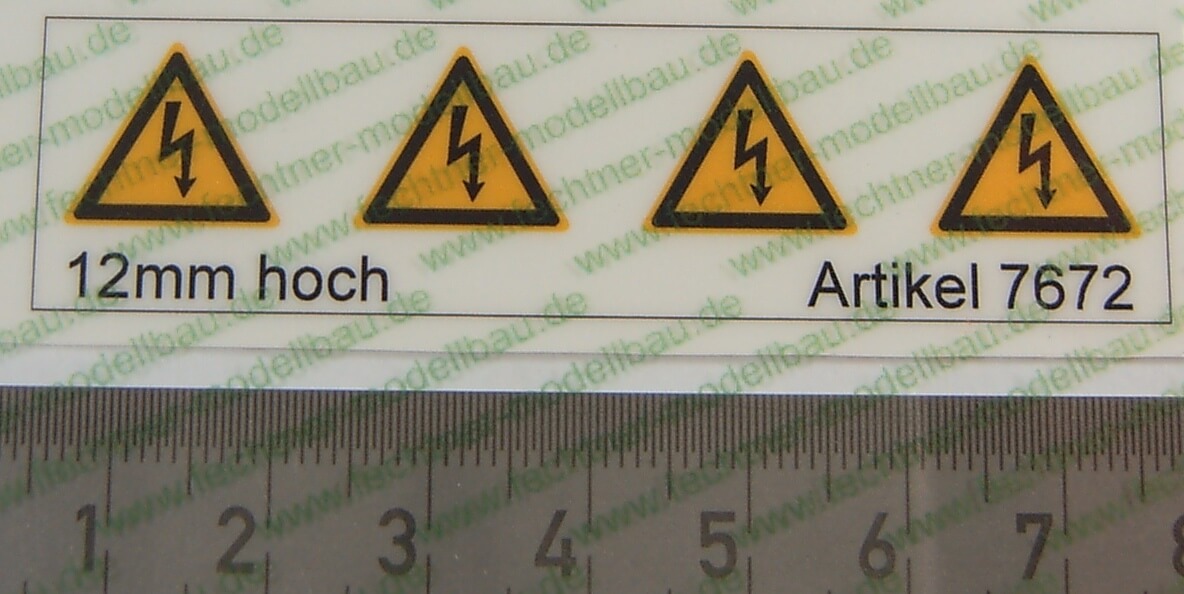 Warndreieck-Symbole-Set 12mm hoch, 4 Symbole, gelb/schwarz