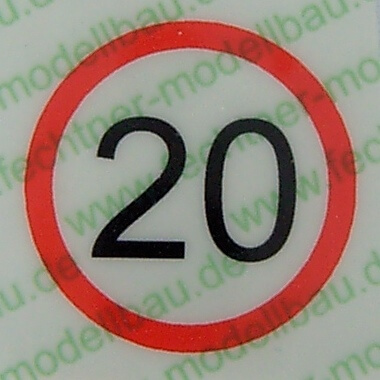 Geschwindigkeitsschild weiss/rot (20) 15mm Durchmesser      