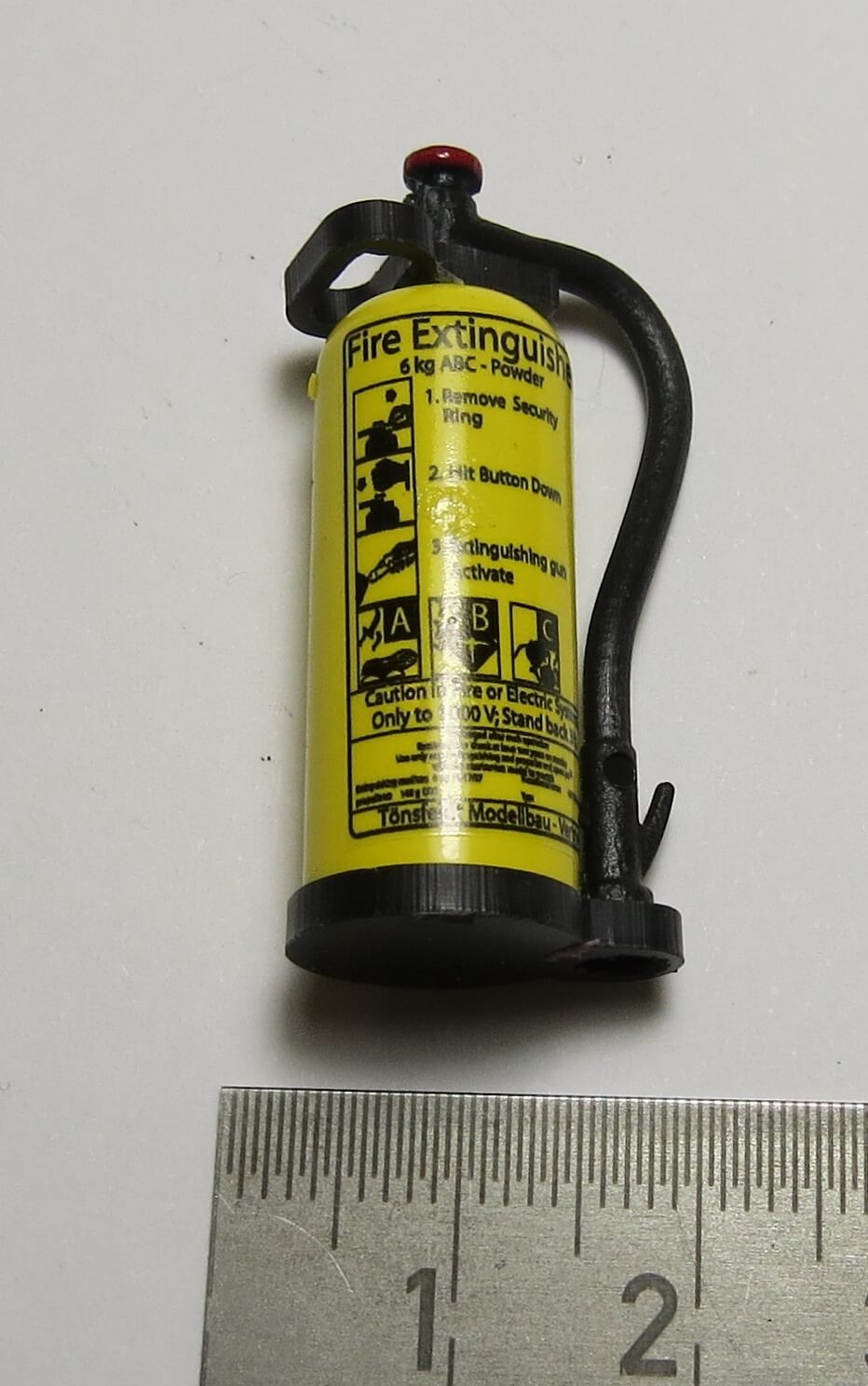 1 gelber fertiger Feuerlöscher mit ovalem Griff, Tamiya-Größ