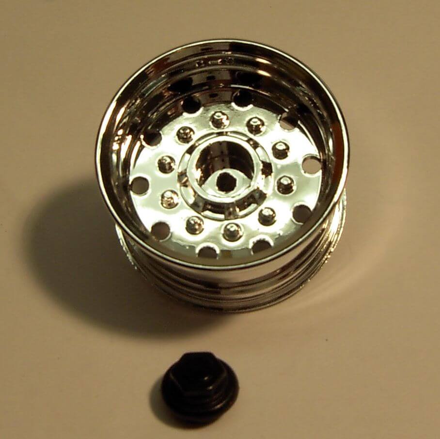 Hinterachsfelge, Kunststoff, verchromt,  für Tamiya, mit    