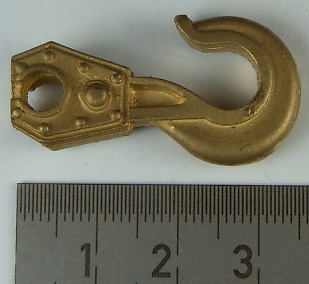 1 Messinghaken Gesamtlänge ca. 36mm mit  Bohrung (5mm