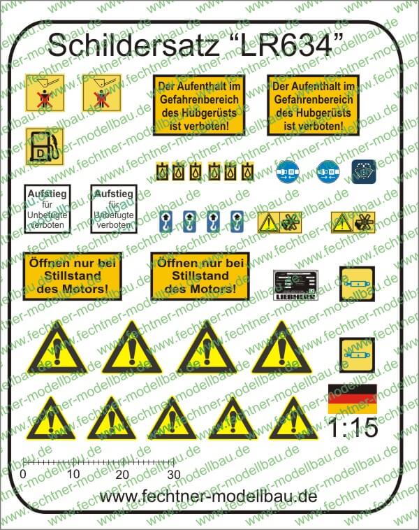 Decalbogen, Selbstklebefolie "LR634" passend zur Laderaupe  