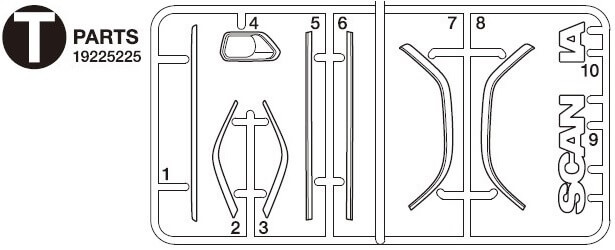 Spritzguss-Teilessatz T-Teile verchr. Scania Logo 31922522  