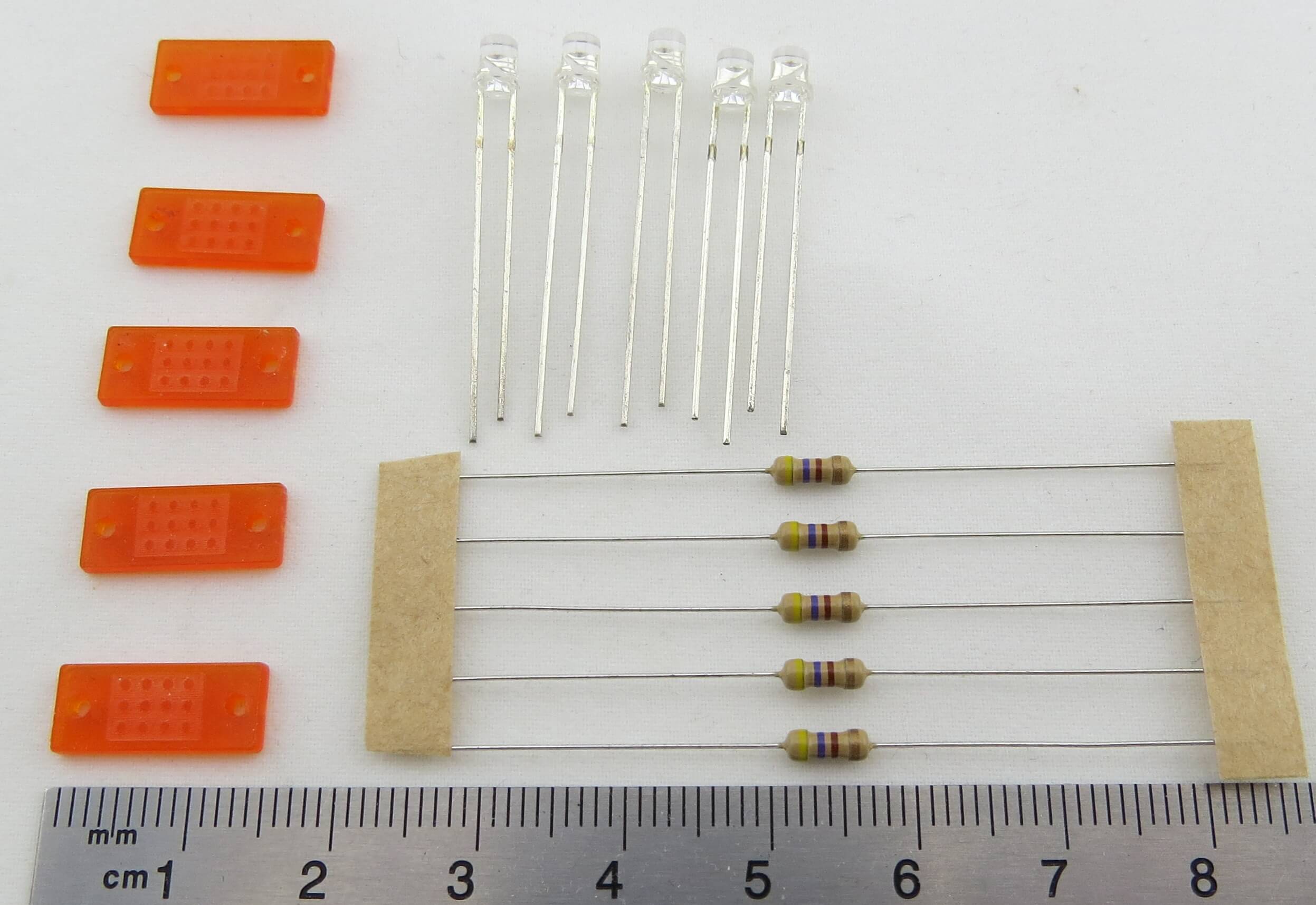 Austauschset 5x Gläser für Positions- Leuchten. orange,