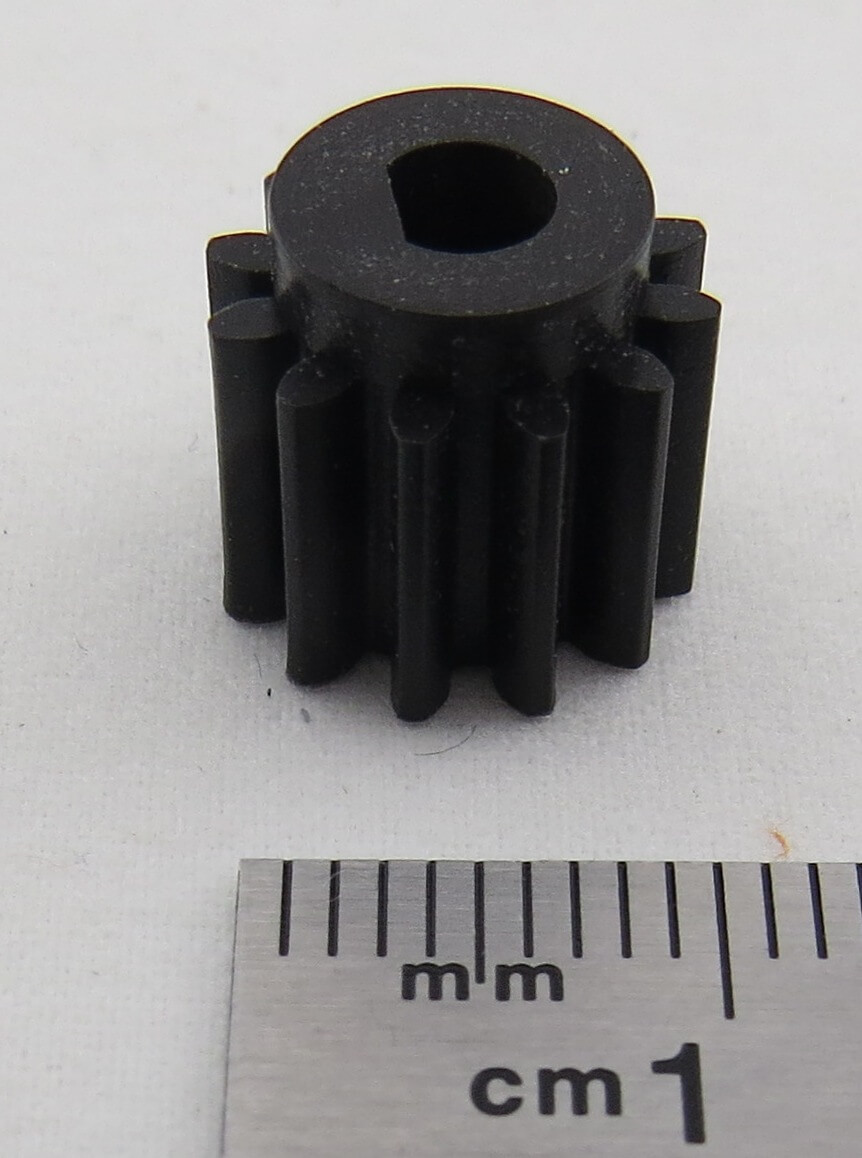 Motorritzel, 12 Zähne, Kunststoff. Zahnrad-Breite 10mm