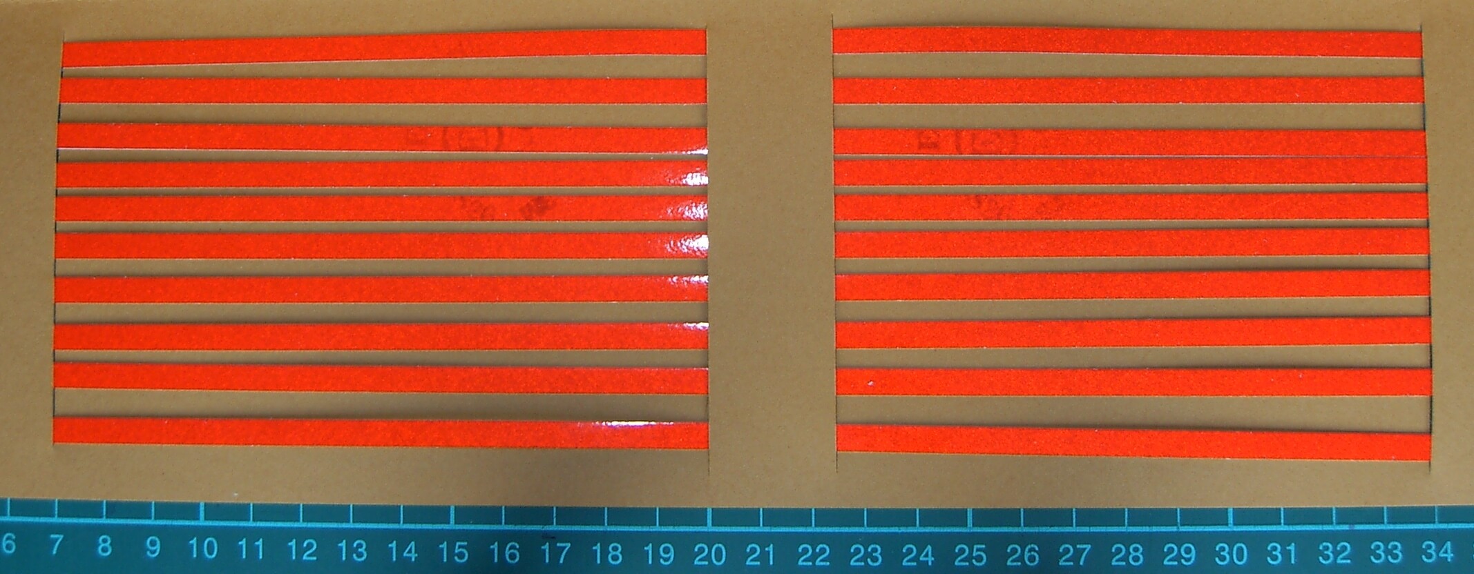 Warnstreifenset 5mm Streifenbreite, rot-reflex, ca. 280mm