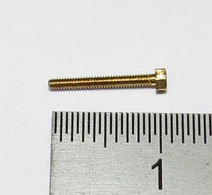 6-Kant-Modellschraube M1,2 x 10 Messing  SW 2,0mm Kopfhöhe  