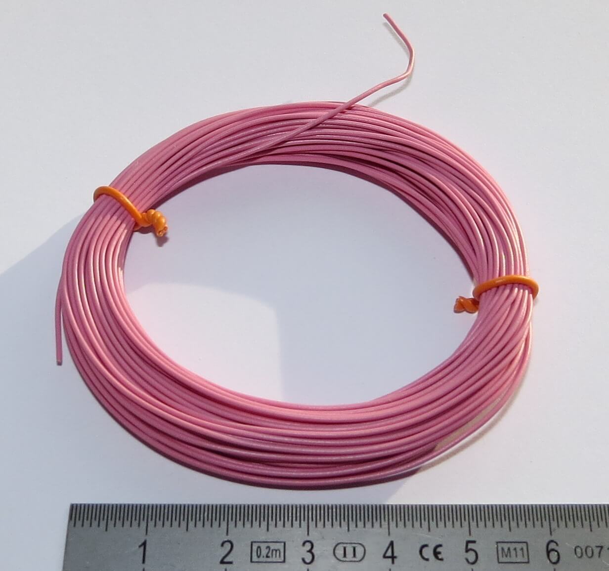 PVC-Litze, 0,08 qmm, rosa, 10m-Ring, flexibel               