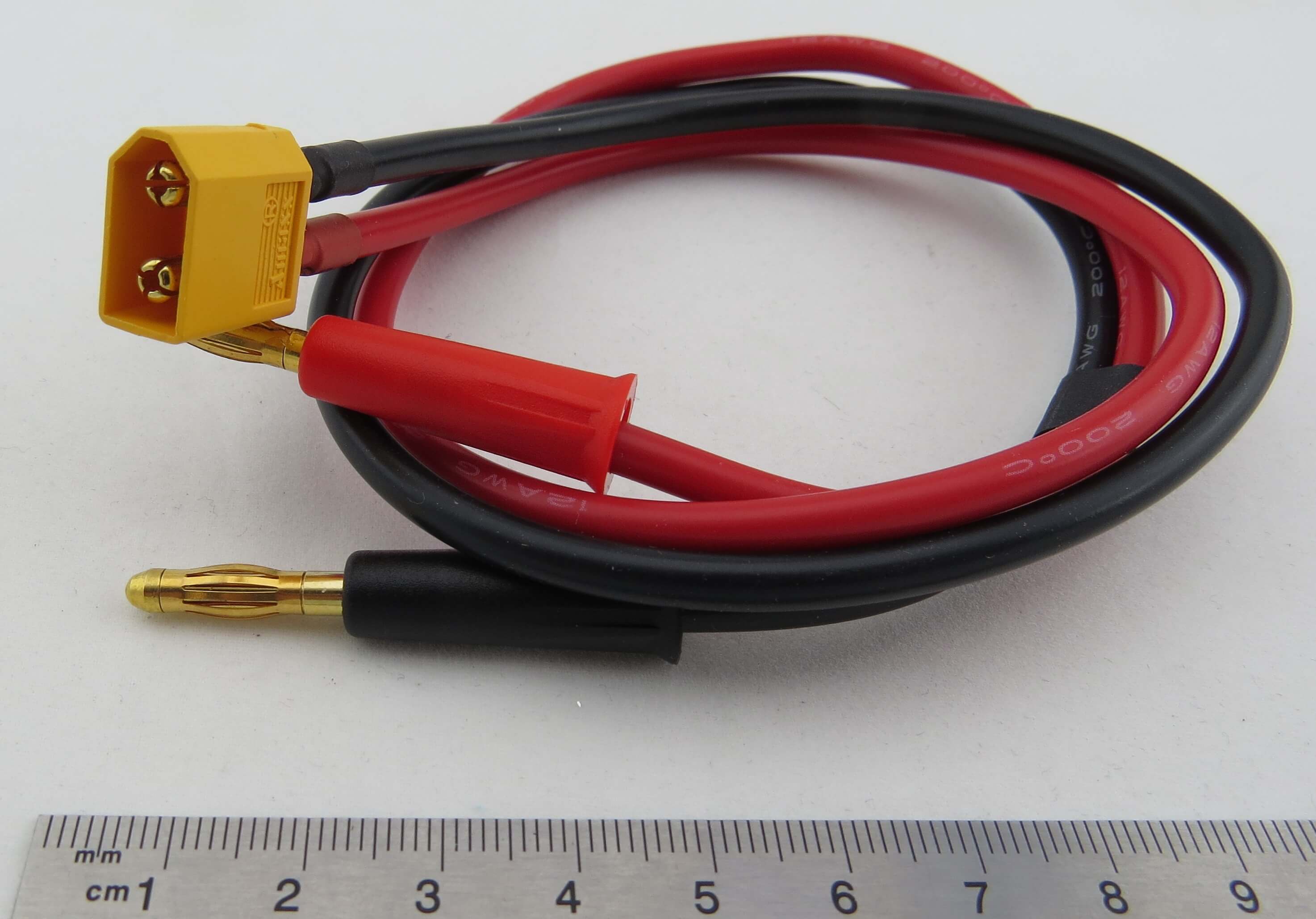 1x Ladekabel Bananen-Stecker/XT60-Steck. ca. 30cm SILIKONKAB