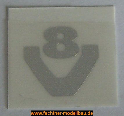 V8-Symbol aus Chromfolie 10mm hoch (1 Paar) geschnitten     