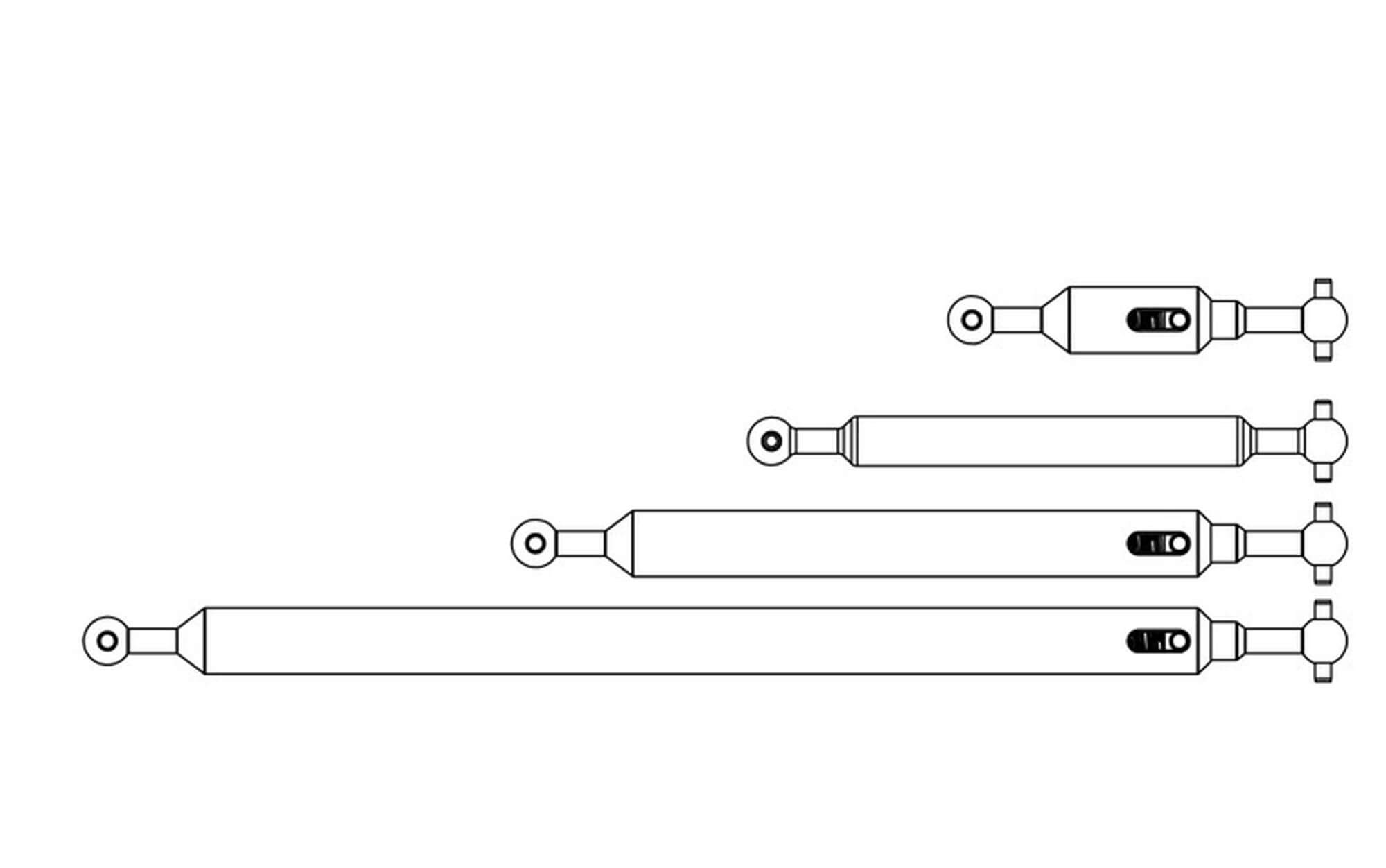 Antriebswellen-Set (4) 6x6 FH16 Holz. Längenausgleich +/-5mm