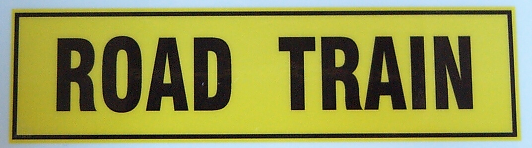 Aufkleber Warnschild "ROADTRAIN" aus selbstklebendem        