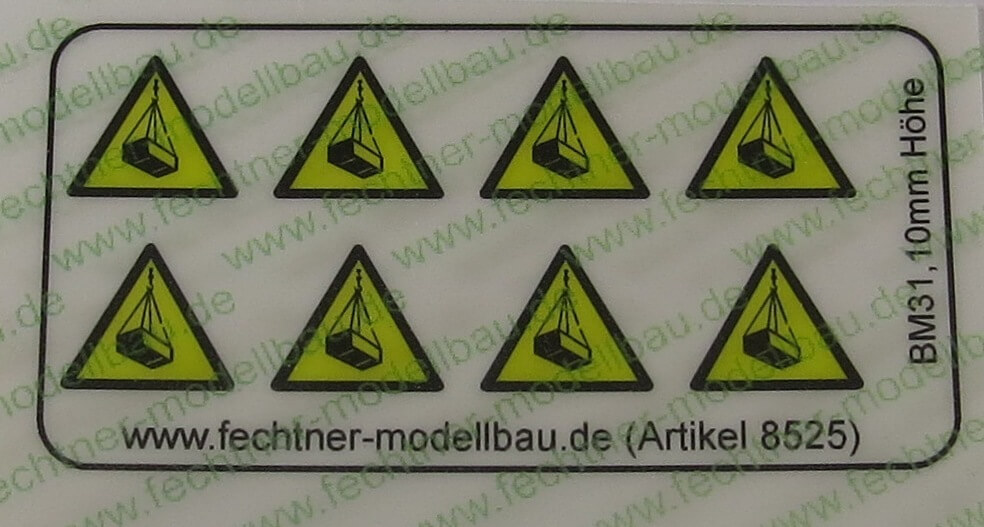 1 Warn-Symbole-Set 10mm hoch, BM31, 8 Symbole, gelb/schwarz