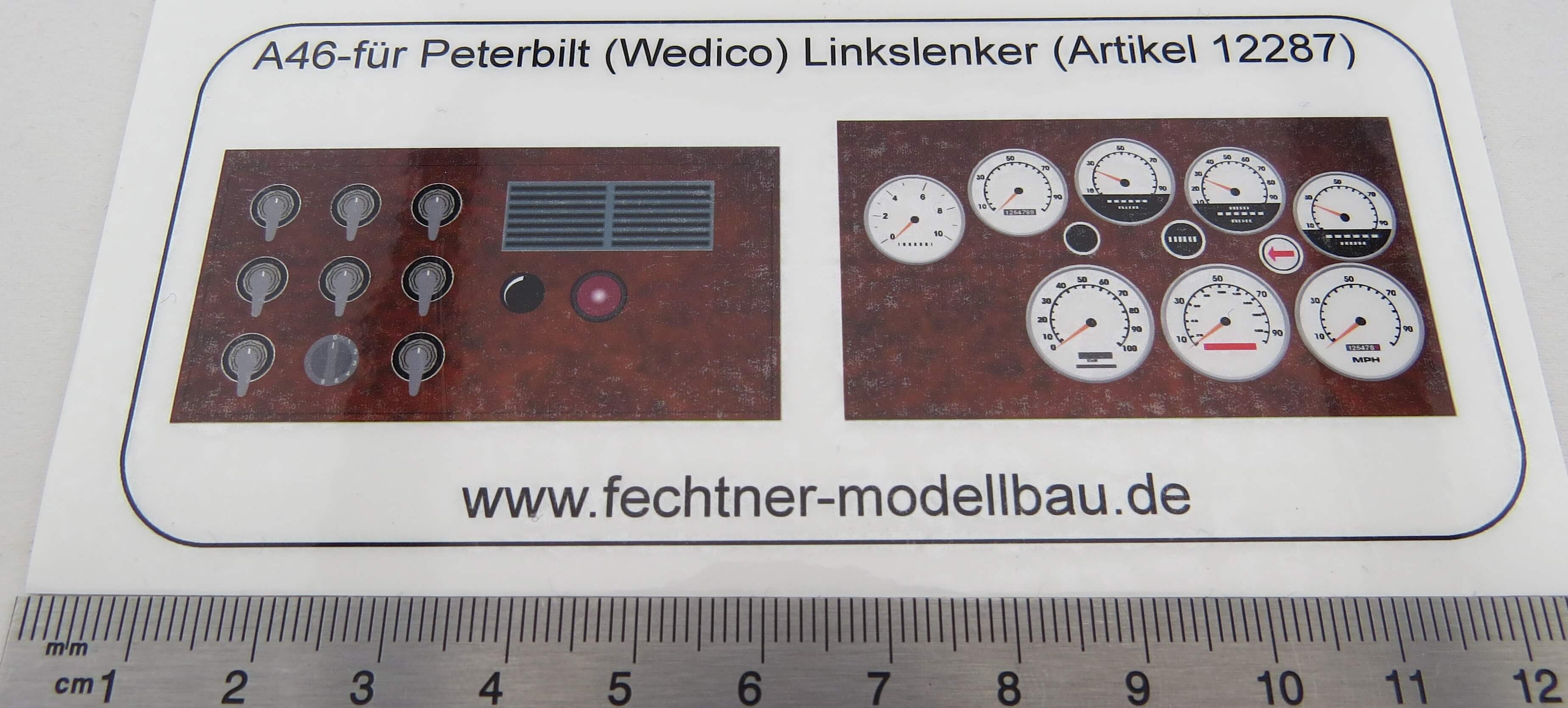Decal/Aufkleber "Armaturenbrett" A46 für Peterbilt, Linksl