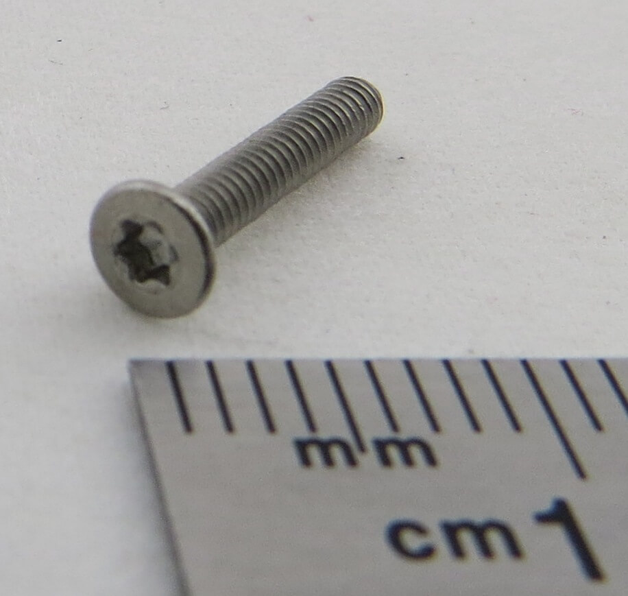 100 Senkschrauben mit Innensechsrund,    M2x12mm. DIN 965, N