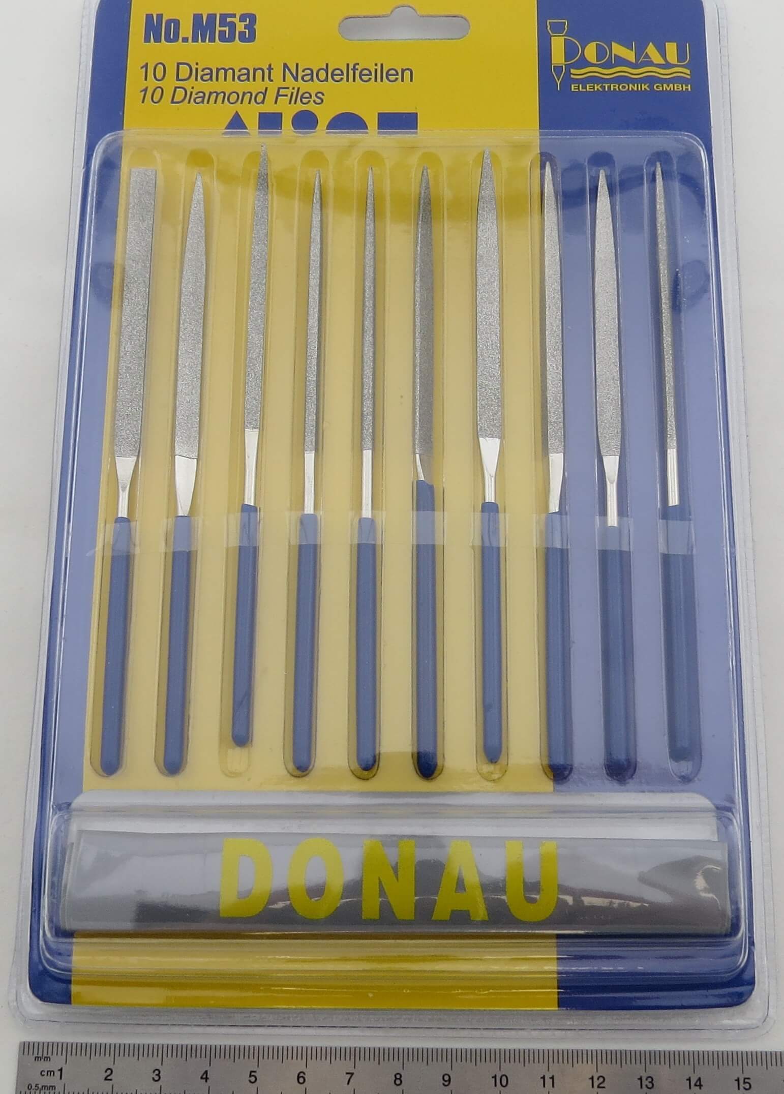 1 Feilensatz Nadelfeilen in Blister. 10 Diamant-Feilen. Gesa