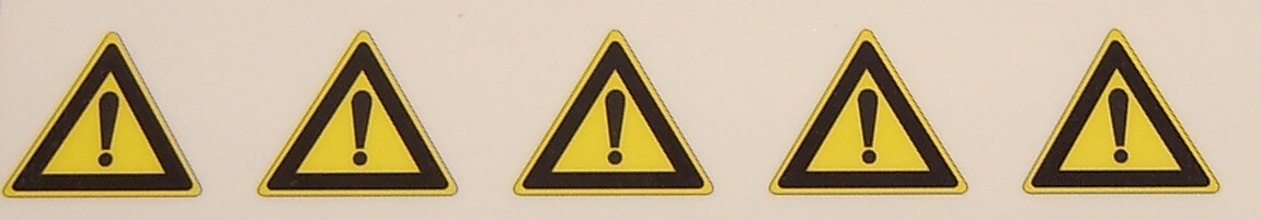 Warndreieck-Symbole-Set 10mm hoch, 5 Symbole, gelb/schwarz