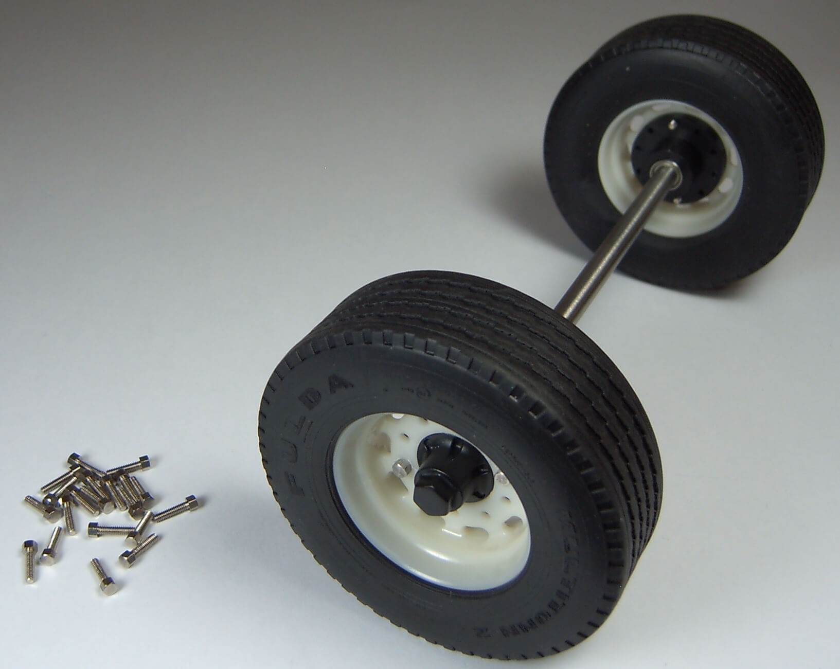 1 Komplett-Auflieger-/Anhängerachse, Edelstahl 145mm Länge  