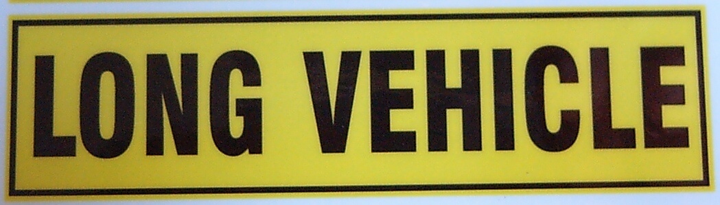 Aufkleber Warnschild "LONG VEHICLE" aus selbstklebendem     