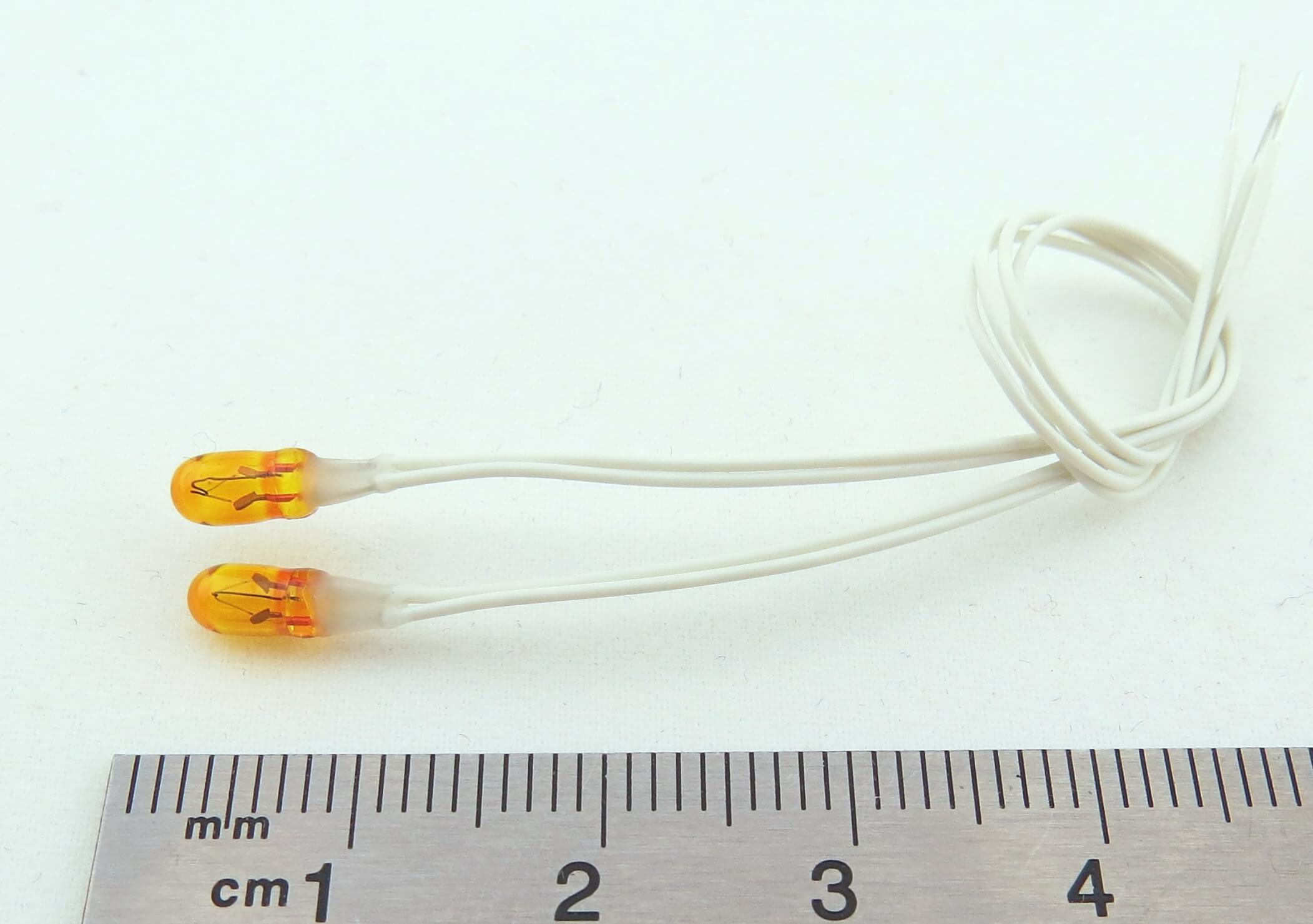 Glühbirnchen, gelb, 6V, 3mm Durchmesser, 50mA, 10cm Litzenlä