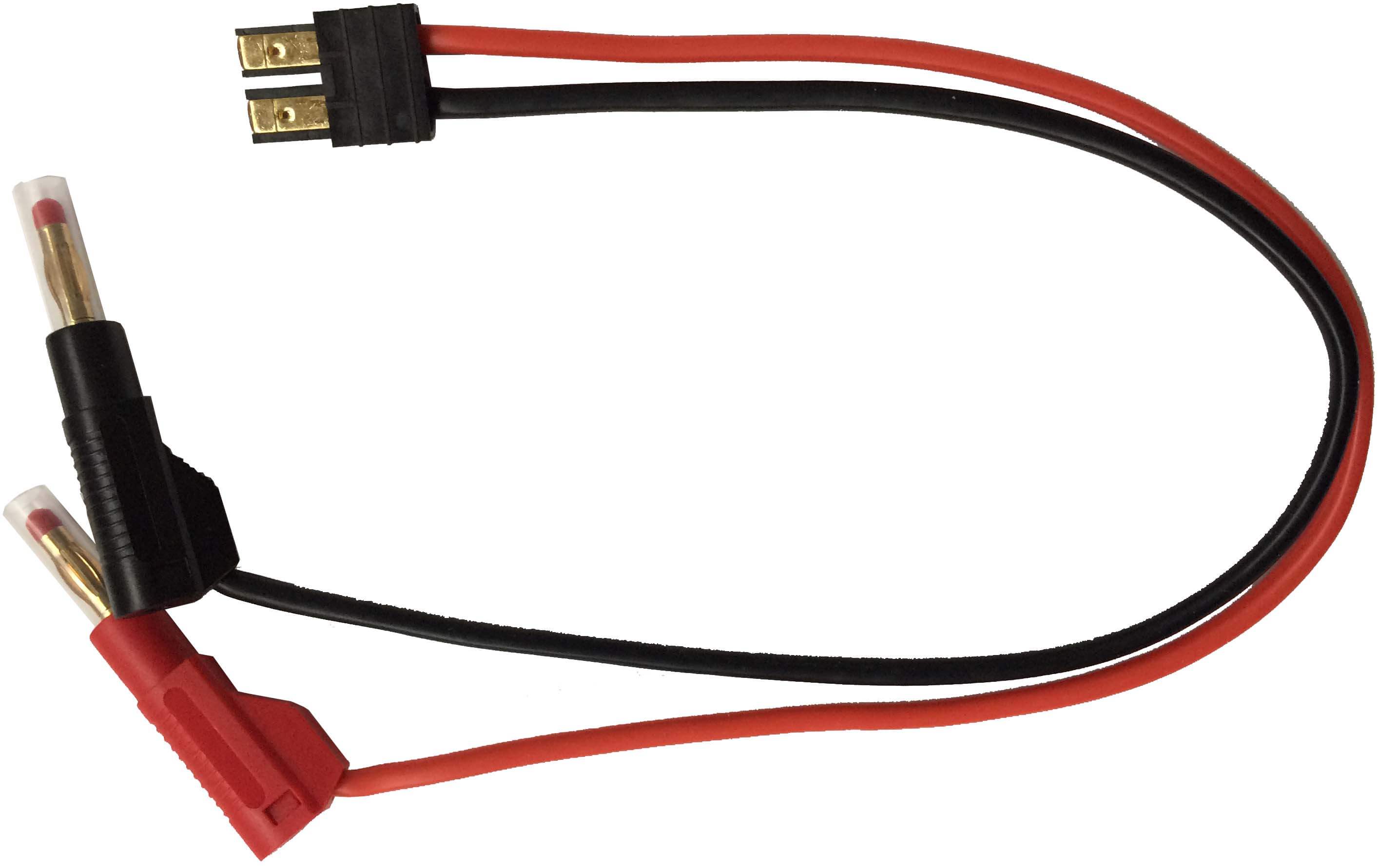 Ladekabel Bananen-Stecker/TRX-Stecker. Ca. 30cm Silikon